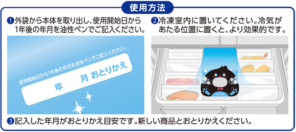 ぱくぱく炭冷凍室用・使用方法